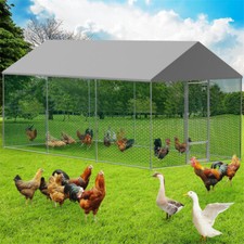 3-6M Walk In Chicken Coop Cage Chicken Run Hutch Hen House Enclosure Cover Gate