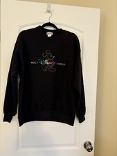 VTG Walt Disney World Black Mickey Mouse Embroidered Sweatshirt Adult Large