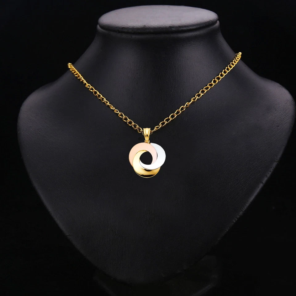 14K Solid Tri Color Gold Love Circle Pendant For Women Men Love Circle Pendant - Image 3 of 3