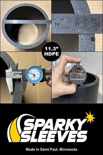 HDPE Drift Trike Sleeves 11.3" Diameter 6" Wide 3/4" Thick with Square 90º Edges - Picture 3 of 8