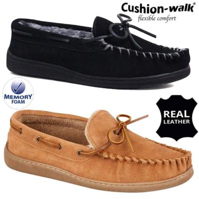 mens moccasin slippers size 6