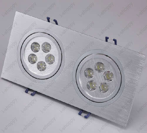 Indoor Dual-Head LED Ceiling Light Fixture Grille Lamp Bulb Kit Rectangle Hotel - Picture 10 of 34