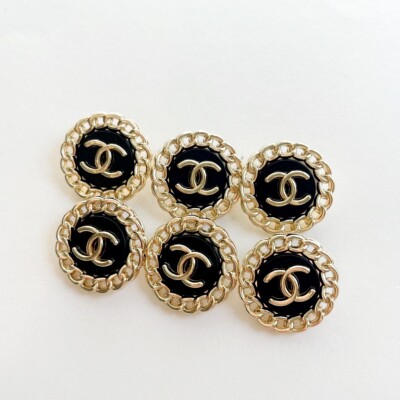 Chanel Designer Vintage Designer Black Rope Button STAMPED | 6 PC Bundle