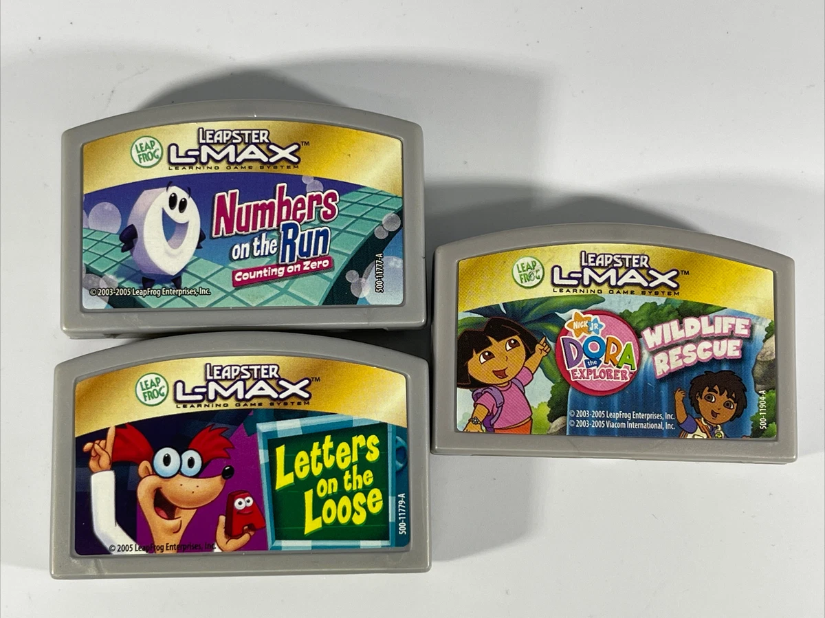 Leapster L-Max 3 game lot Dora the Explorer, Numbers on Run Letters on the  loose | eBay