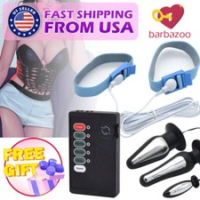 Electric EStim Penis Enhancer Ball Scrotum Cock Ring Anal Plug Butt Sex Toy