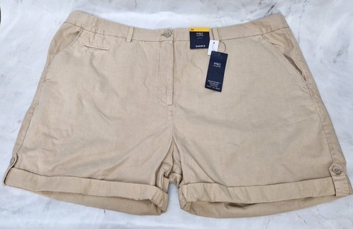Pantalones Cortos MARKS & SPENCER Damas Algodón a Medida Chino Inteligente Cremallera Beige Reino Unido 24 - Imagen 4 de 4