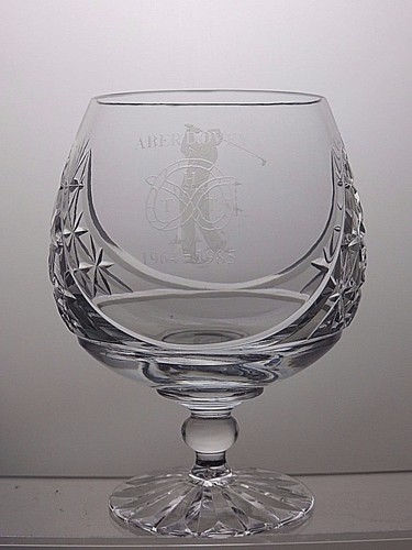 lead crystal cut glass brandy with etched aberdovey