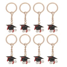 8PCS Graduation Cap Keychains Pendants Keyrings Charm Bag Hanging Ornament