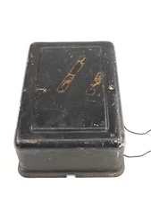 Antique Alarm Ringer Bell Black Metal Box Case Wall School