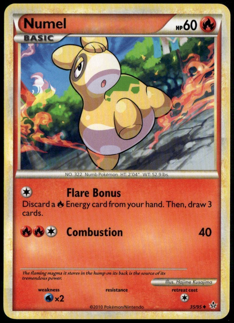 Numel Uncommon - HGSS Unleashed 35/95 2010 LP+ Pokemon Card