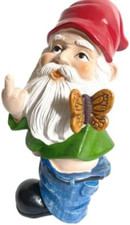 Statua di gnomo da giardino,modellazione di Babbo Natale con il dito medio,Decor