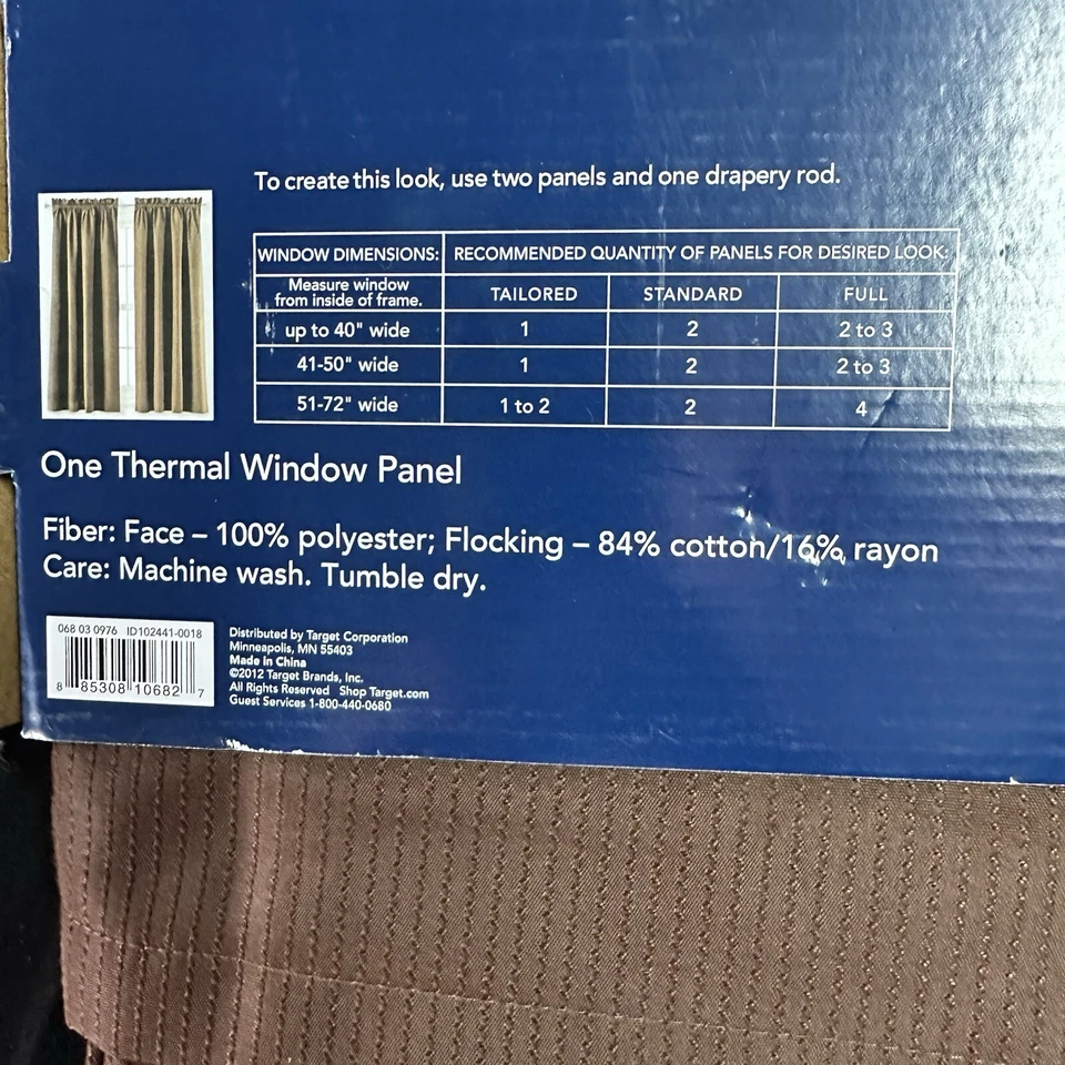 Room Essentials Window Panels (2) In Brown NEW 42W x 63L - Image 3 of 3