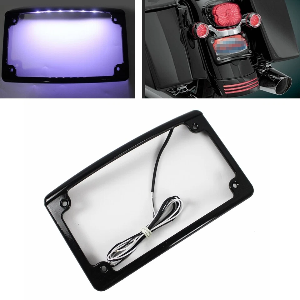 Изогнутая рама номерного знака для Harley Dyna Softail Sportster 7 «X4» со светодиодными фарами - Изображение 2 из 4