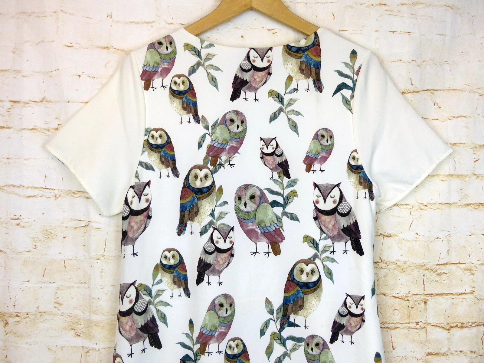 OFF WHITE Abito The Moon Owl stampa all over donna L bianco sporco maniche corte mod kidcore