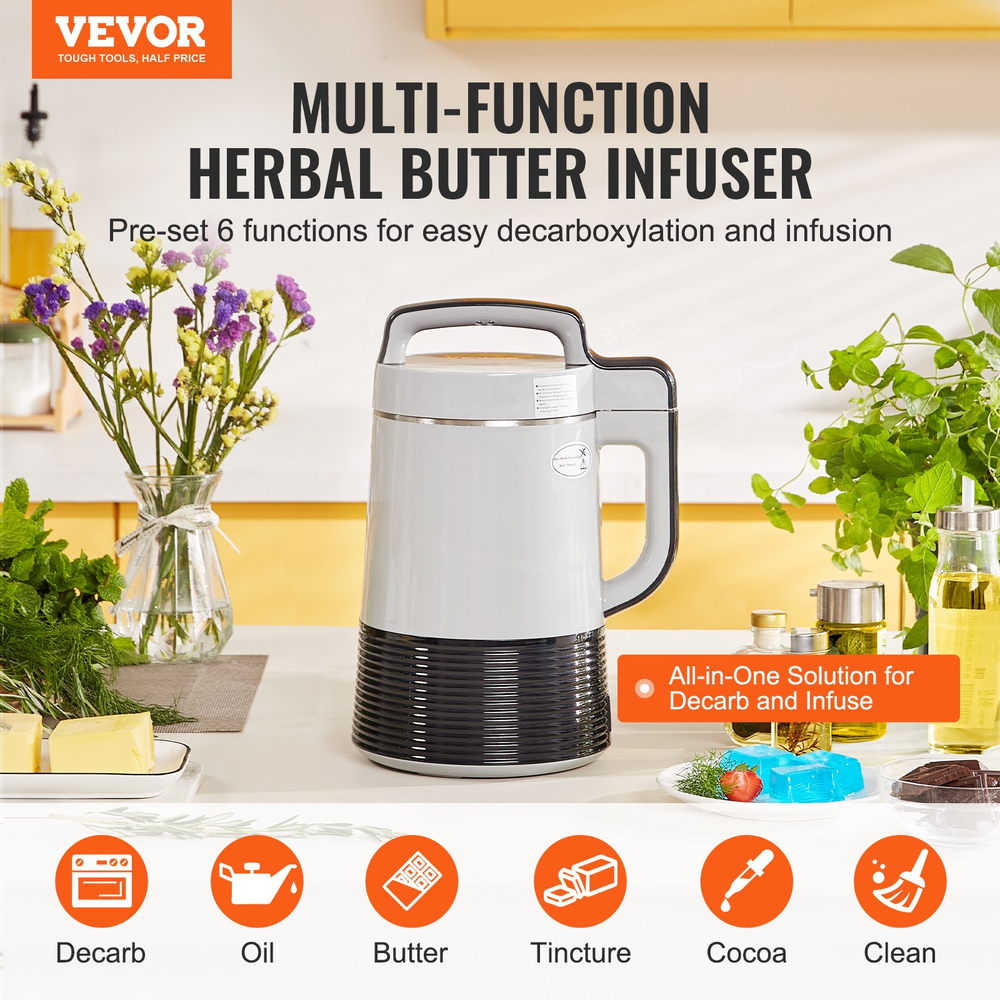 VEVOR Butter Infuser Machine, 6 Functions Herbal Infuser, Magic Butter Machine &