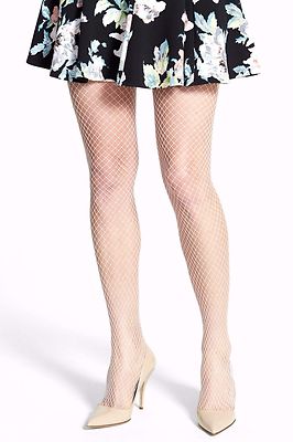HUE U15342 Peach Sorbet 'Super' Fishnet Tights - MSRP $15