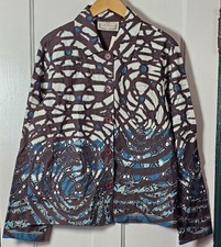 Life Styles Jacket Blazer Large Nwt Patchwork Swirls Raw Edge Art To Wear Boho