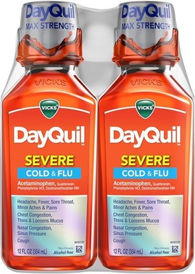 Vicks DayQuil Severe Cold & Flu Liquid Medicine, Daytime Relief for Headache, Fe