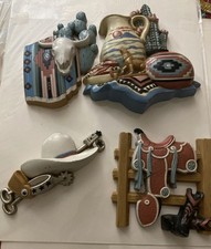 Vintage Burwood Southwest Cowboy Western Wall Home Decor Set of 4 Made in USA