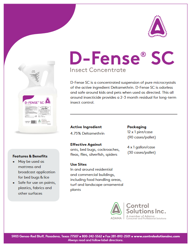16 oz D-Fense SC Insecticide Insect Pest Control Bed Bugs Fleas Generic ...