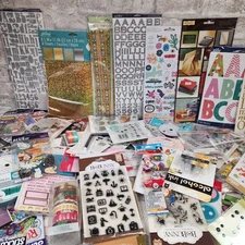 Huge Lot 100 Scrapbooking / Art Supplies Stickers Markers Washi Tape Clear Stamp