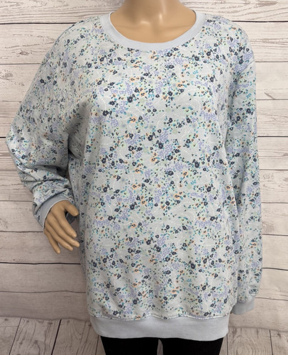 Blair Sweatshirt XL blau Blumenmuster Freizeit Baumwollmischung Langarm dehnbar - Bild 1 von 12
