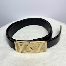 Rare SAINT LAURENT YSL logo buckle gold belt