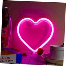 Heart Neon Sign, Battery Operated or USB Powered LED Heart Lights 1 pack Pink