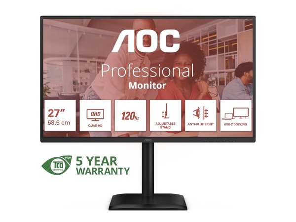 "Aoc Q27E4CV - Led-Monitor - 68.6 Cm (27\") - 2560 X 1440 Qhd @ 120 Hz"-image