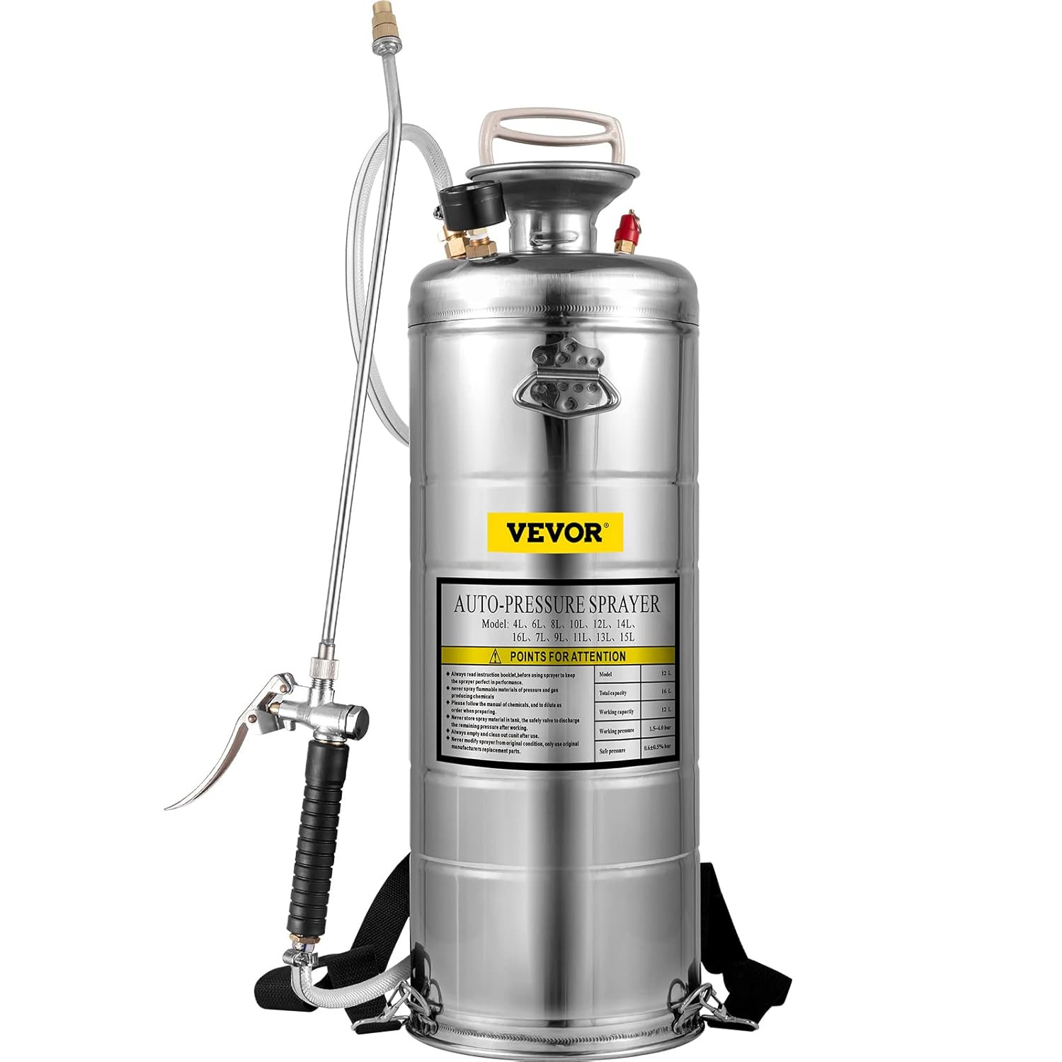 Spruzzatore 12L Acciaio Inox - Pompa Manuale Professionale Giardino