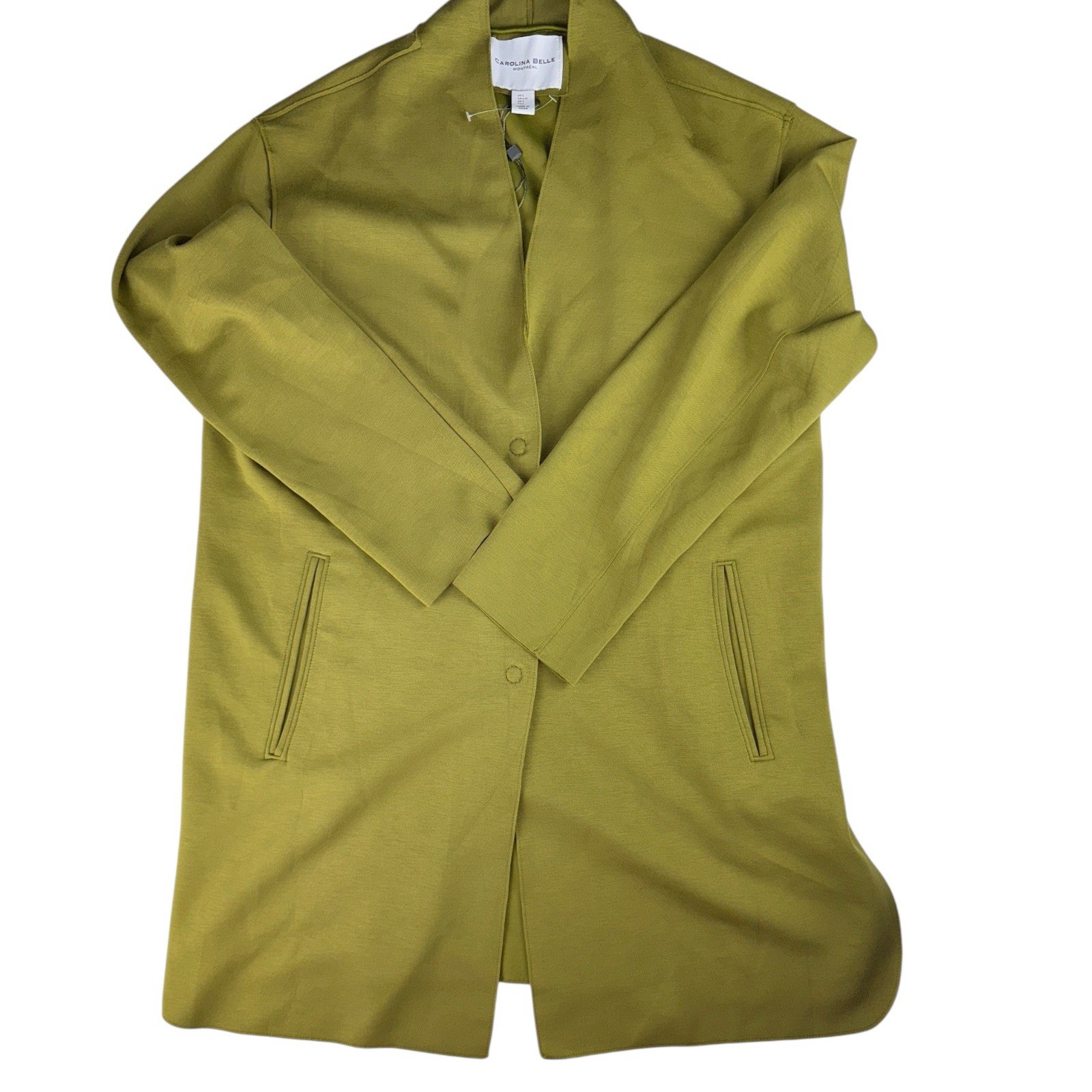 Carolina Belle Montreal Chartreuse Green Long Duster Jacket Size L NEW