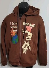 Skull Earth Zip Up Sweatshirt Hoodie Size Small 23 x 23 Romwe