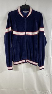 Vintage 80s Christian Dior Monsieur Men's Navy Velour Zip Track Jacket Sz L