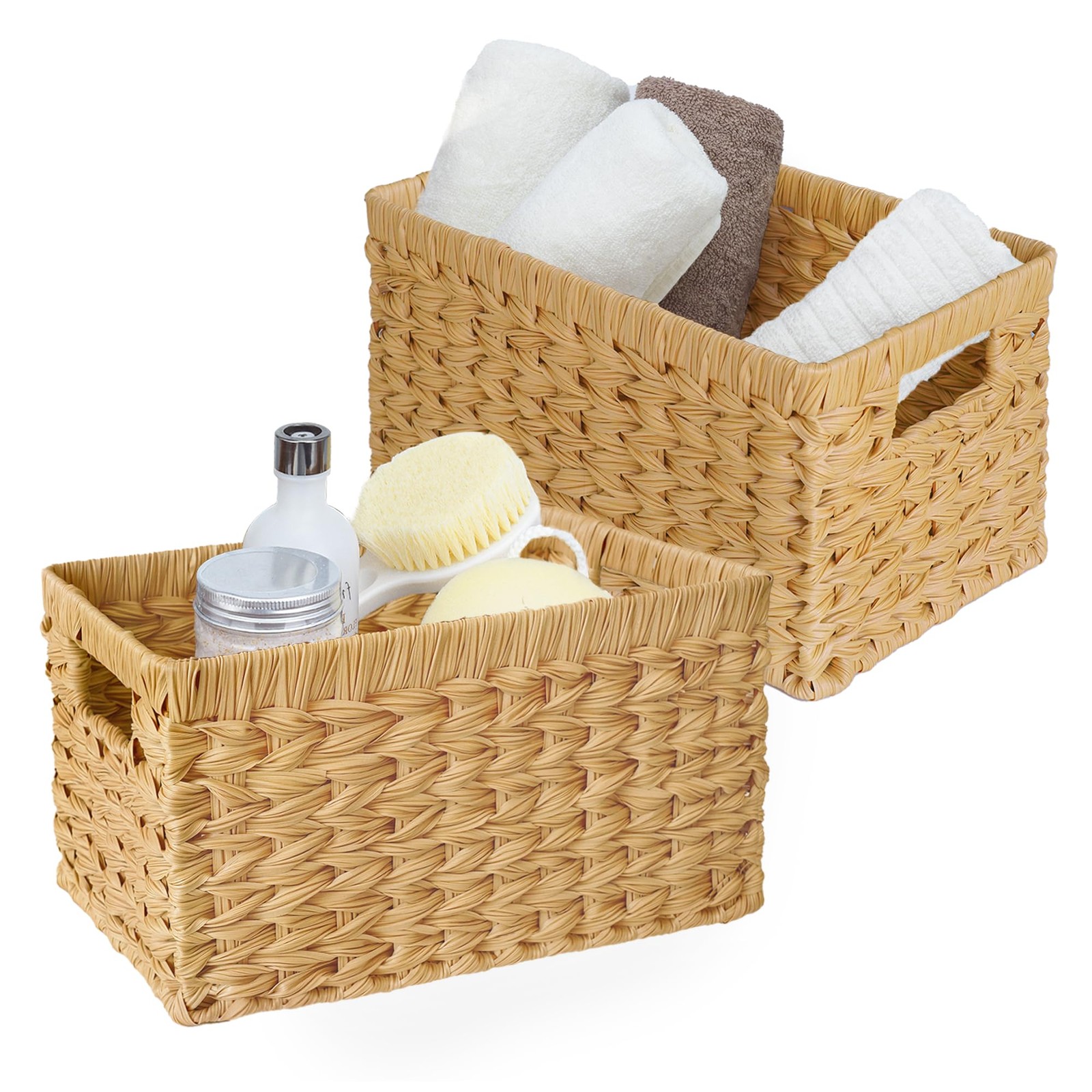 Wicker Woven Storage Baskets for Shelves Waterproof Organizing-image