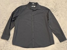Calvin Klein Shirt Mens Large Gray Striped Long Sleeve Button Up Cotton Career