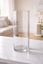 Large Clear Glass Cylinder Hurricane Vase