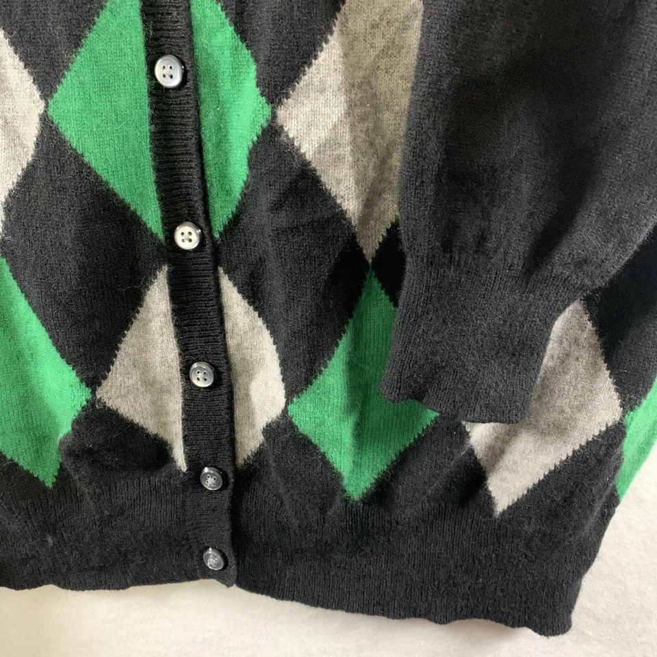 Женщин кашемир Argyle кардиган свитер XL резинке старые деньги Ivy League опрятный - Изображение 3 из 4