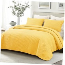 Ultra Soft Twin Quilt Bedding Set, Lightweight Twin 68"x88" Yellow