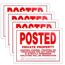 Posted No Trespassing Signs Private Property Mate No Hunting Sign 10x14 Inch ...