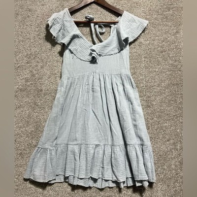 Promesa Boutique Crush On You Ruffled Crinkle Gauze Cotton Mini Dress Small
