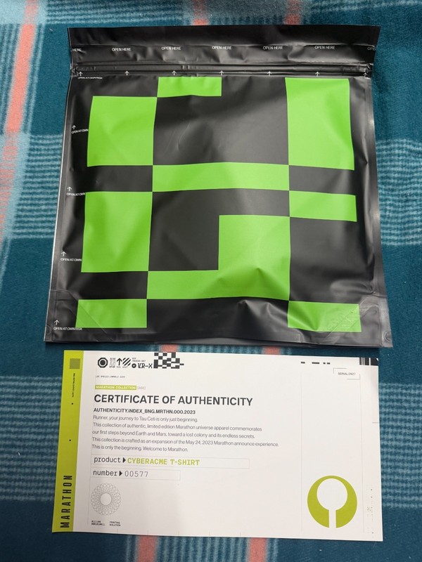 BUNGIE MARATHON Large COLLECTORS GRADE CERTIFICATE SEALED CYBERACME T-SHIRT