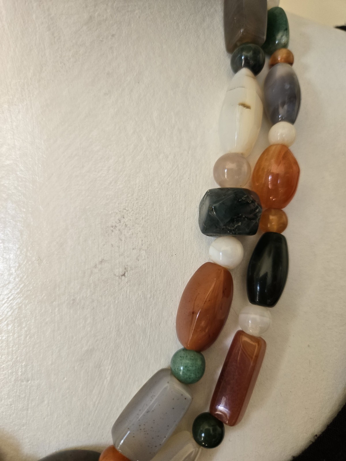 Agate Beaded Statement Necklace Long - image 2