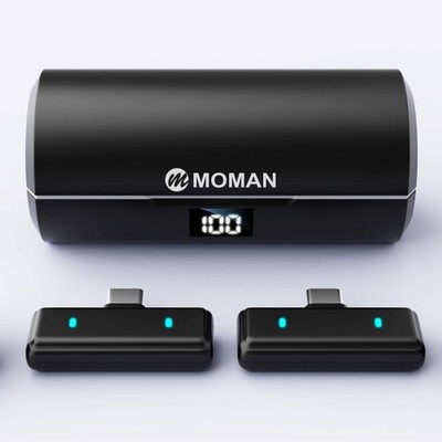 Moman Coin Wireless Lavalier Microphone for iPhone/Android, The Smallest 48H ...