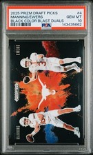 2025 Prizm Draft Picks Black Color Blast Duals Arch Manning/Quinn Ewers#4 PSA 10