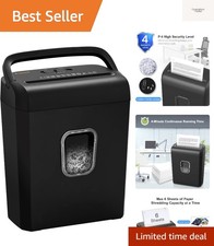 6-Sheet Micro-Cut Paper Shredder, P-4 High-Security for Home & Small Office U...