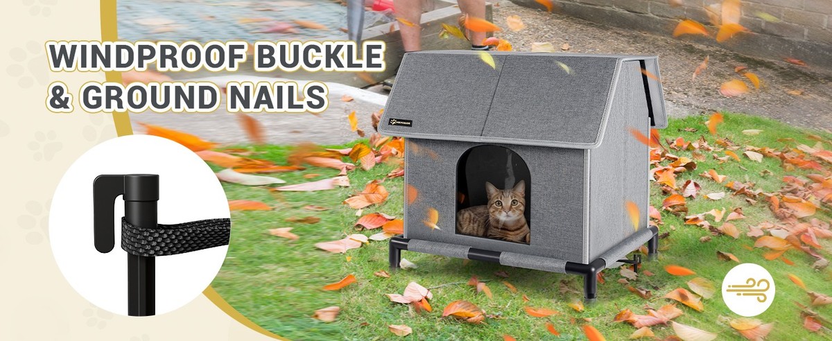 Large Elevated Weatherproof Cat House Outdoor Indoor with