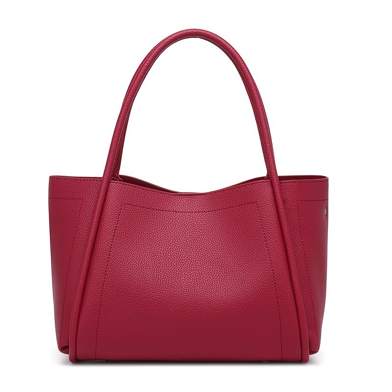 Stylish Versatile Tote Bag Casual PU Leather Top Handle Bag Retro Shoulder Bag
