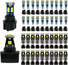 40x T10 T5 LED Bulbs w/ Sockets Non-Polarity Dimmable 300LM White Car Lights