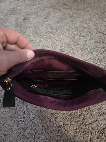 NWOT - Michael Kors Logo Nylon Kelsey Crossbody Plum Burgundy Red Bag - Picture 3 of 3