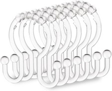Shower Curtain Hooks, 12 Pcs Clear Shower Curtain Rings, Plastic Glide Roller